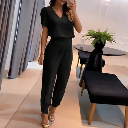 Laurentine – Élégant Ensemble Chemisier et Pantalon