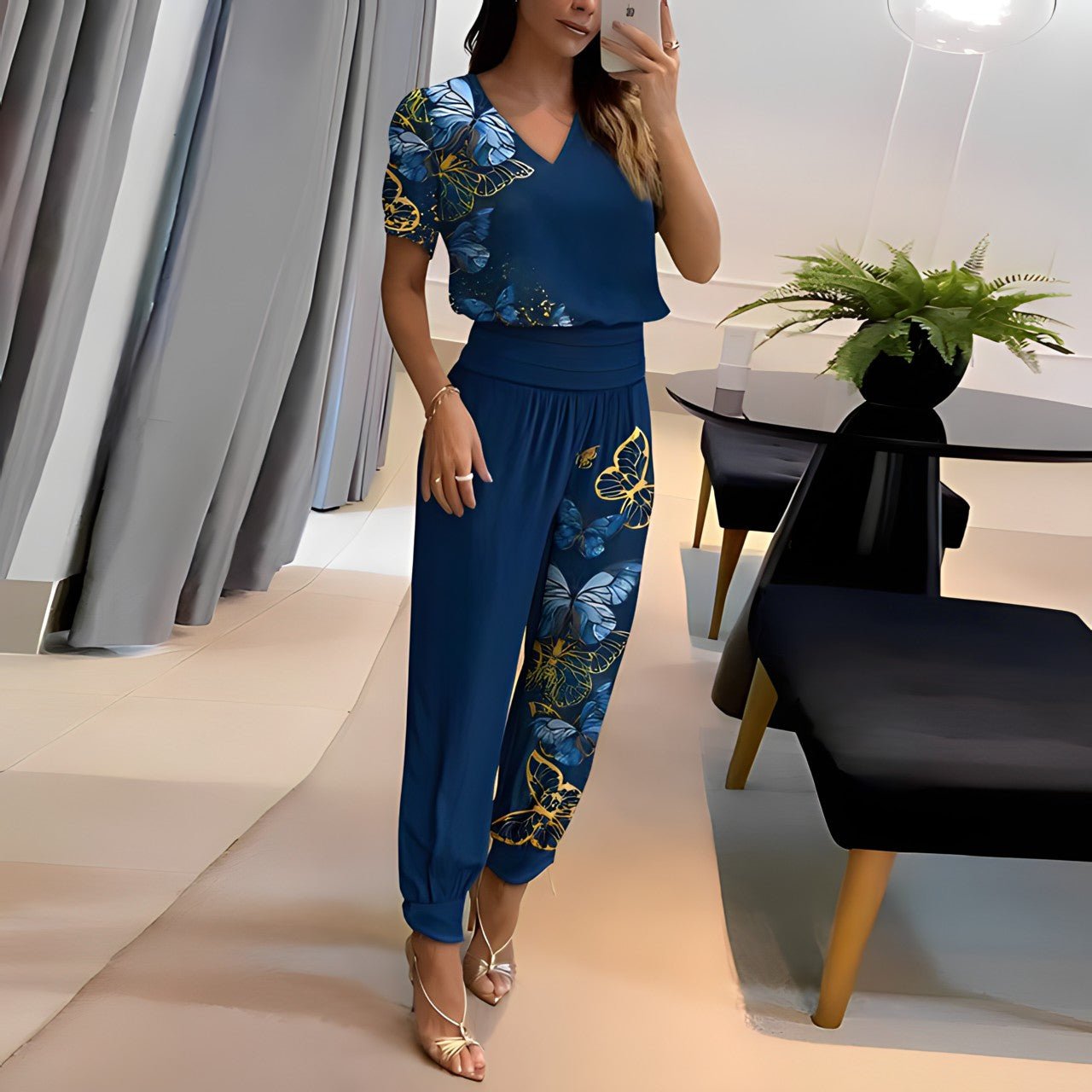 Laurentine – Élégant Ensemble Chemisier et Pantalon