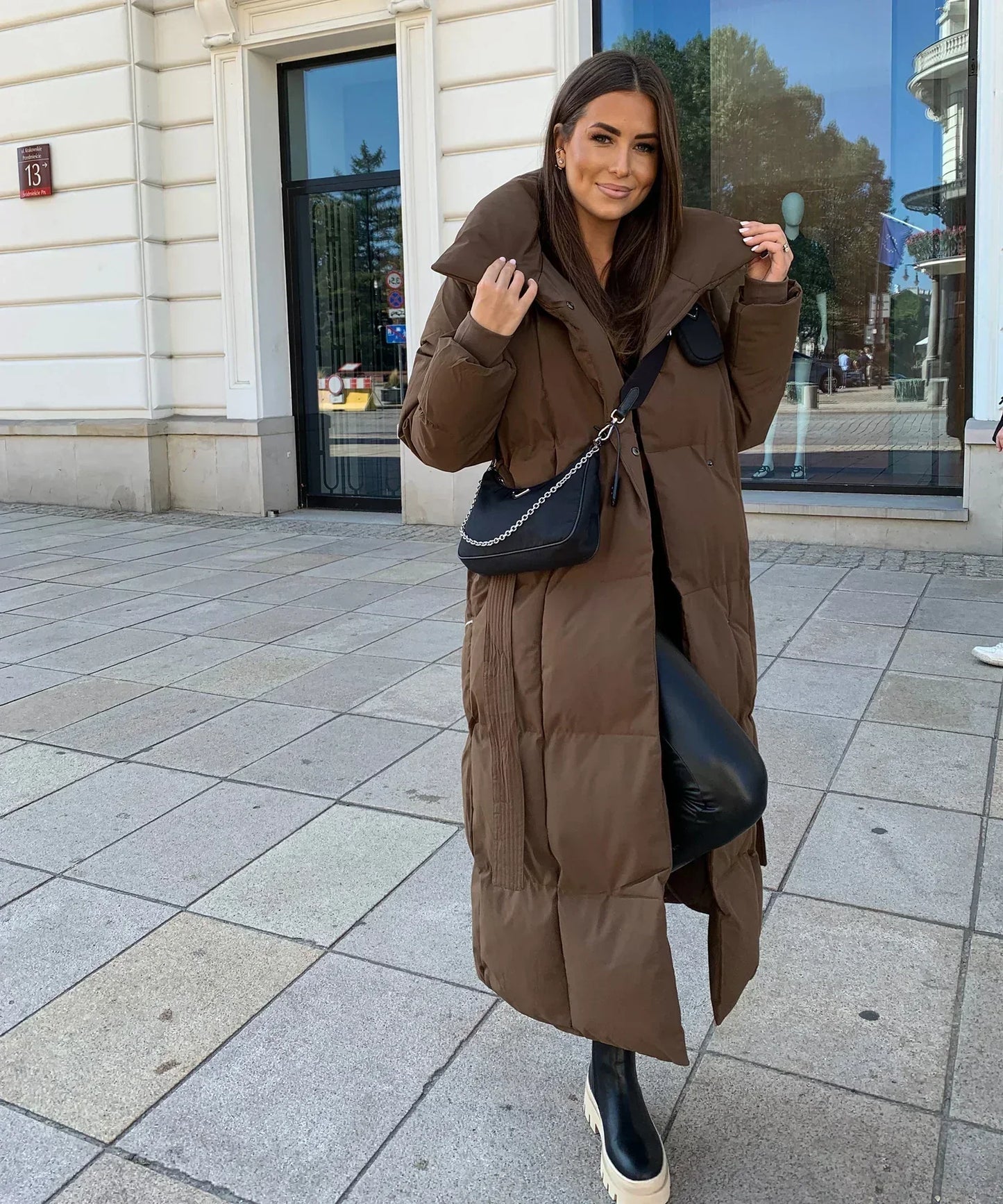 Malvina - Long Quilted Puffer Coat with Belt