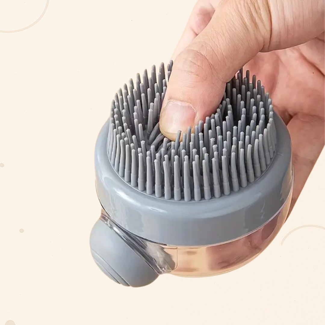 Brosse de bain pour chien/chat avec distributeur de savon