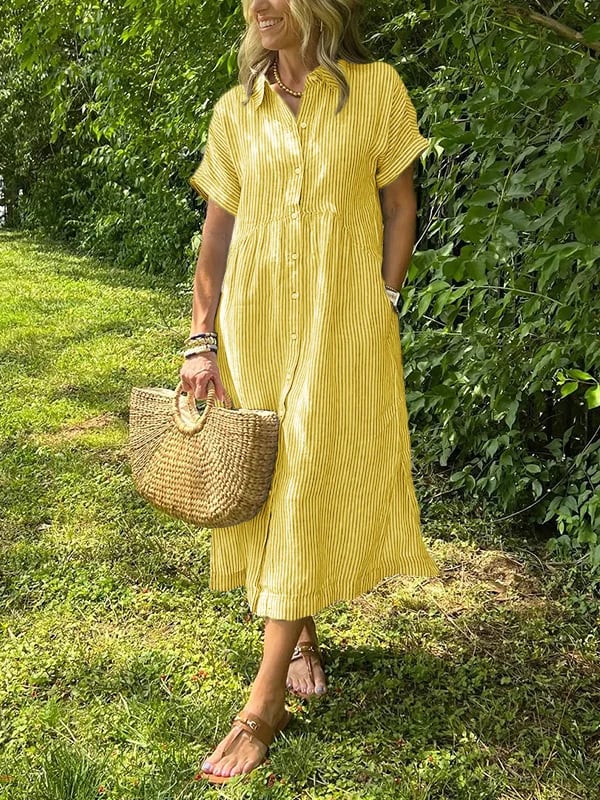 Isavelle – Robe maxi en coton à boutons