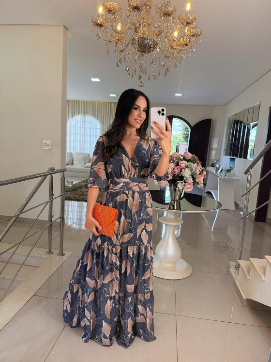 Claudia – Élégante robe longue à motif floral
