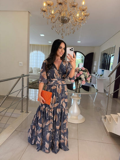 Claudia – Élégante robe longue à motif floral