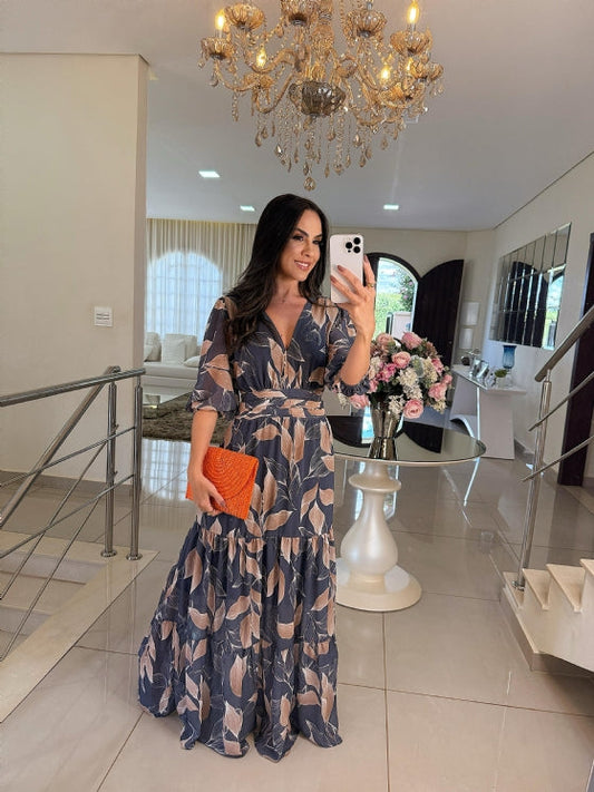 Claudia – Élégante robe longue à motif floral