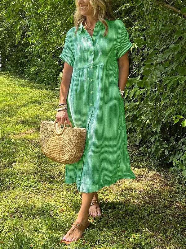 Isavelle – Robe maxi en coton à boutons