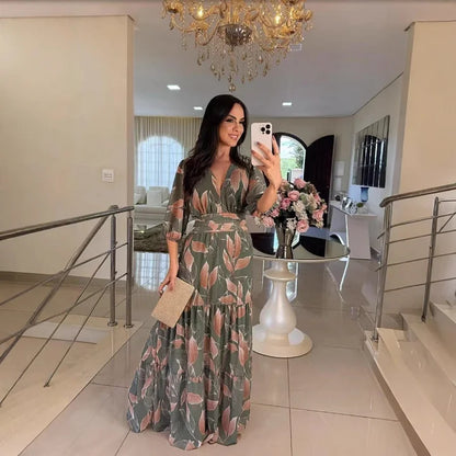 Claudia – Élégante robe longue à motif floral