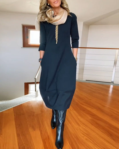 Denise - Élégante robe d'automne avec poches