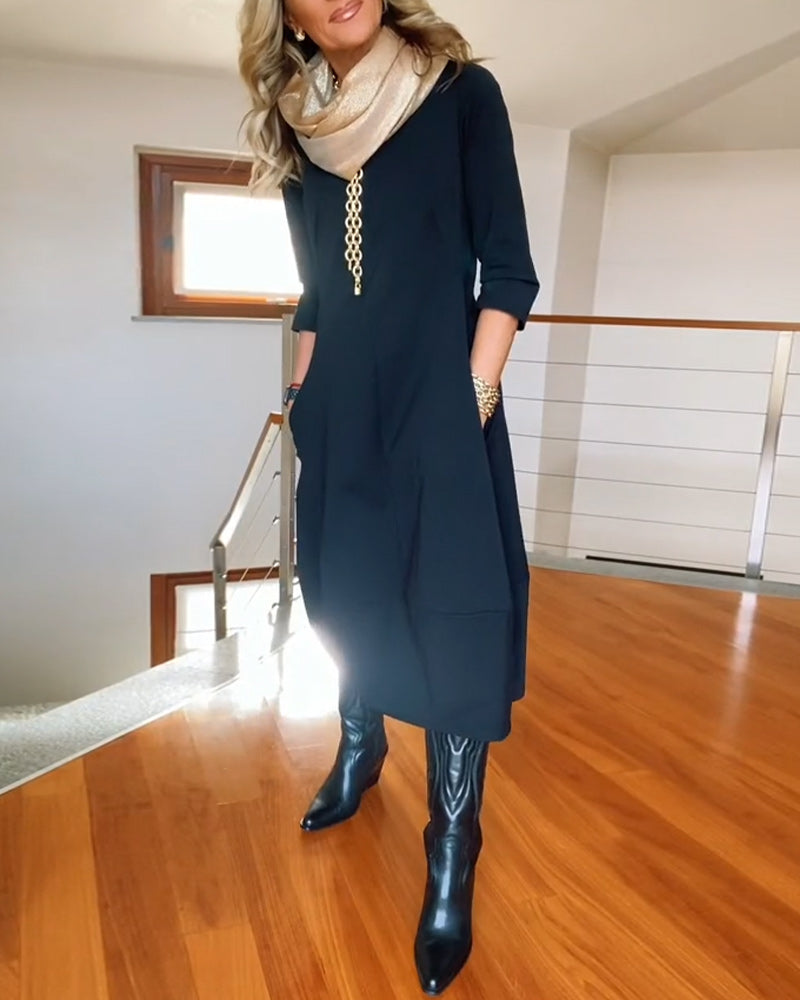 Denise - Élégante robe d'automne avec poches
