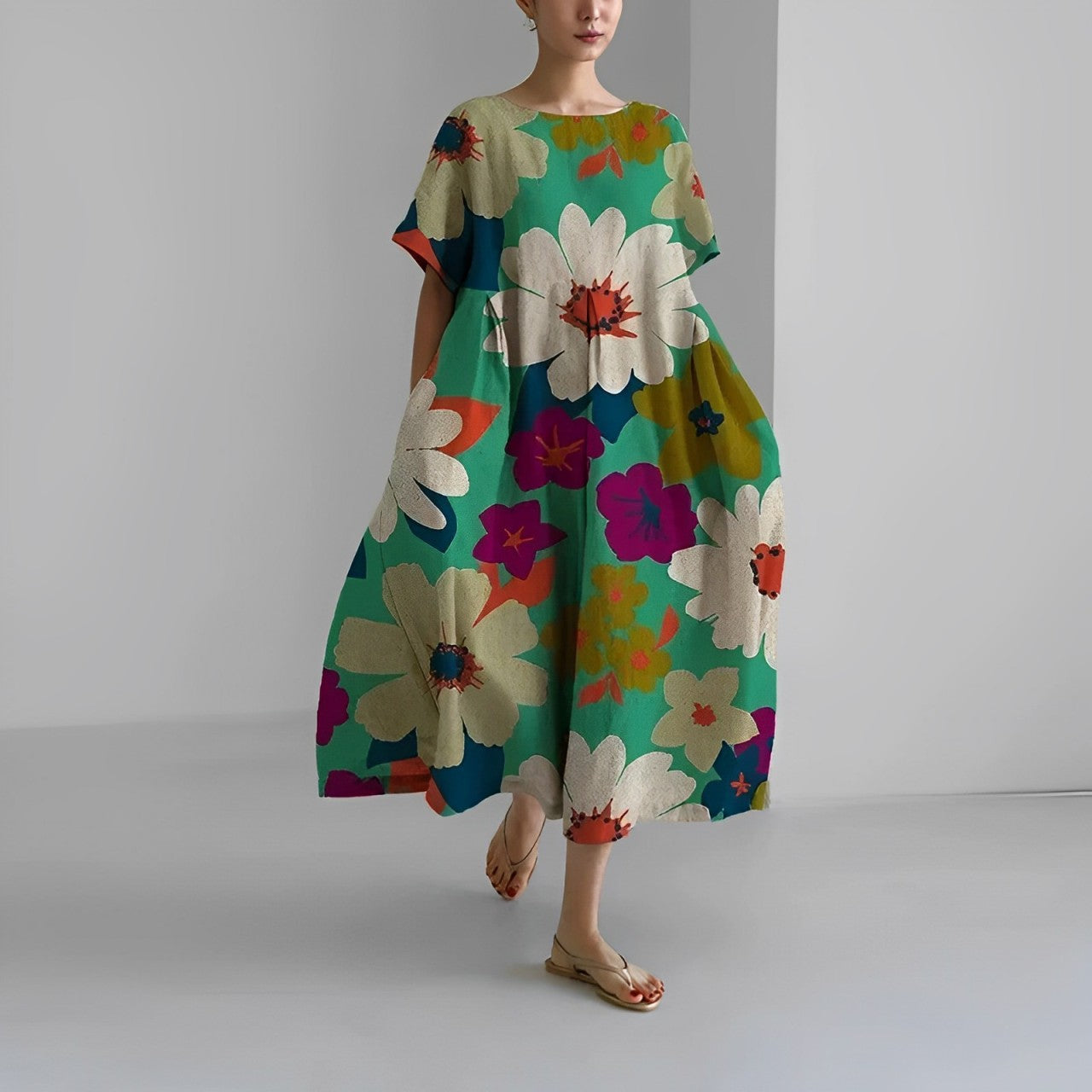 Mahault – Robe fluide bohème à motifs floraux