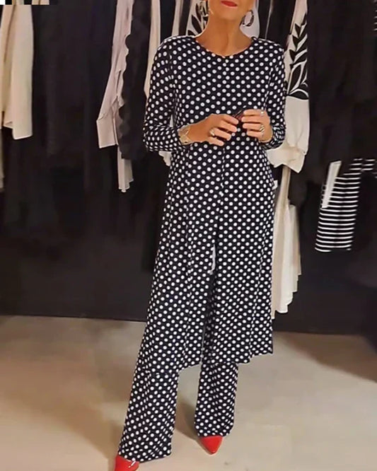 Sélenaé – Robe élégante à pois avec fermeture éclair