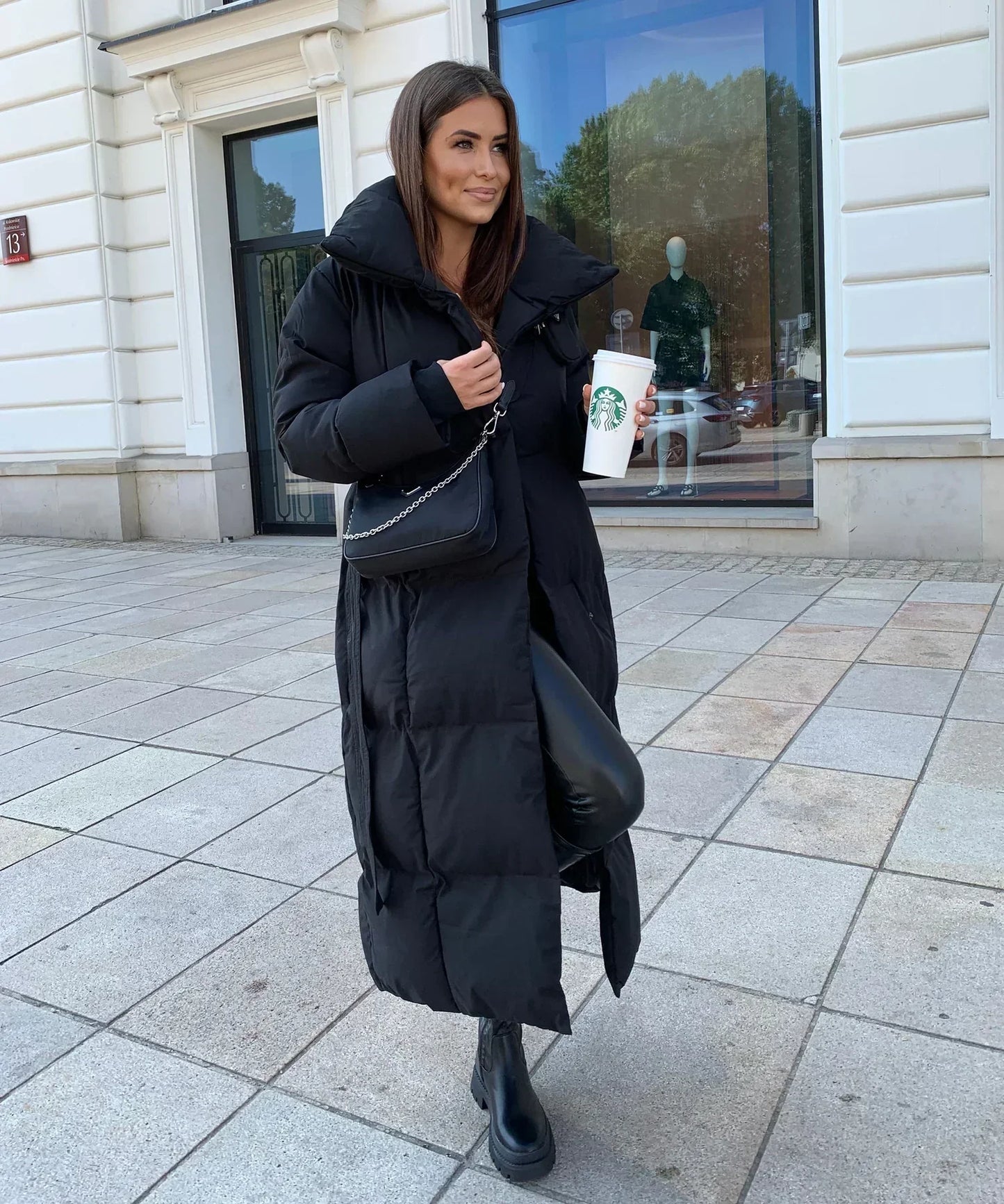 Malvina - Long Quilted Puffer Coat with Belt