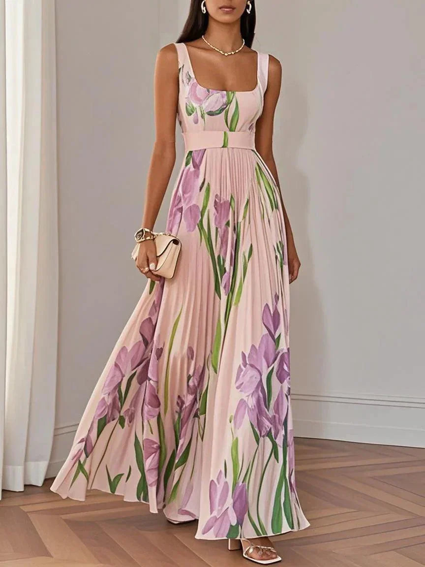 Clémentine - Long Floral Pleated Dress