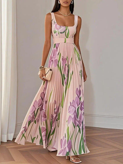 Clémentine - Long Floral Pleated Dress