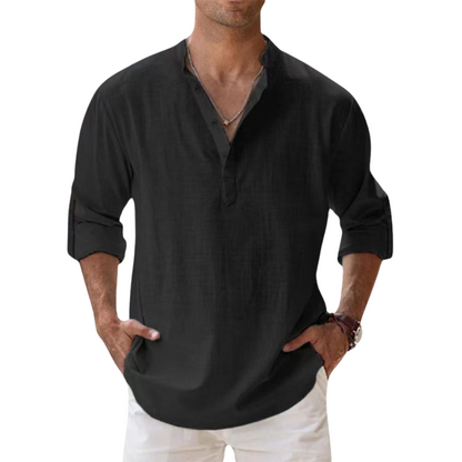 vitoria™ - Chemise Henley en coton au look lin