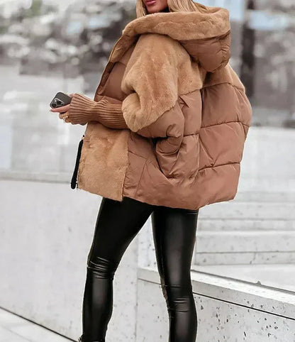 Sylvère - Manteau d'hiver à capuche en fausse fourrure
