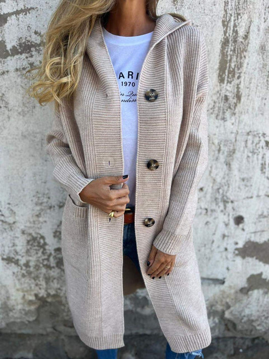 Périne - Long Hooded Knit Cardigan