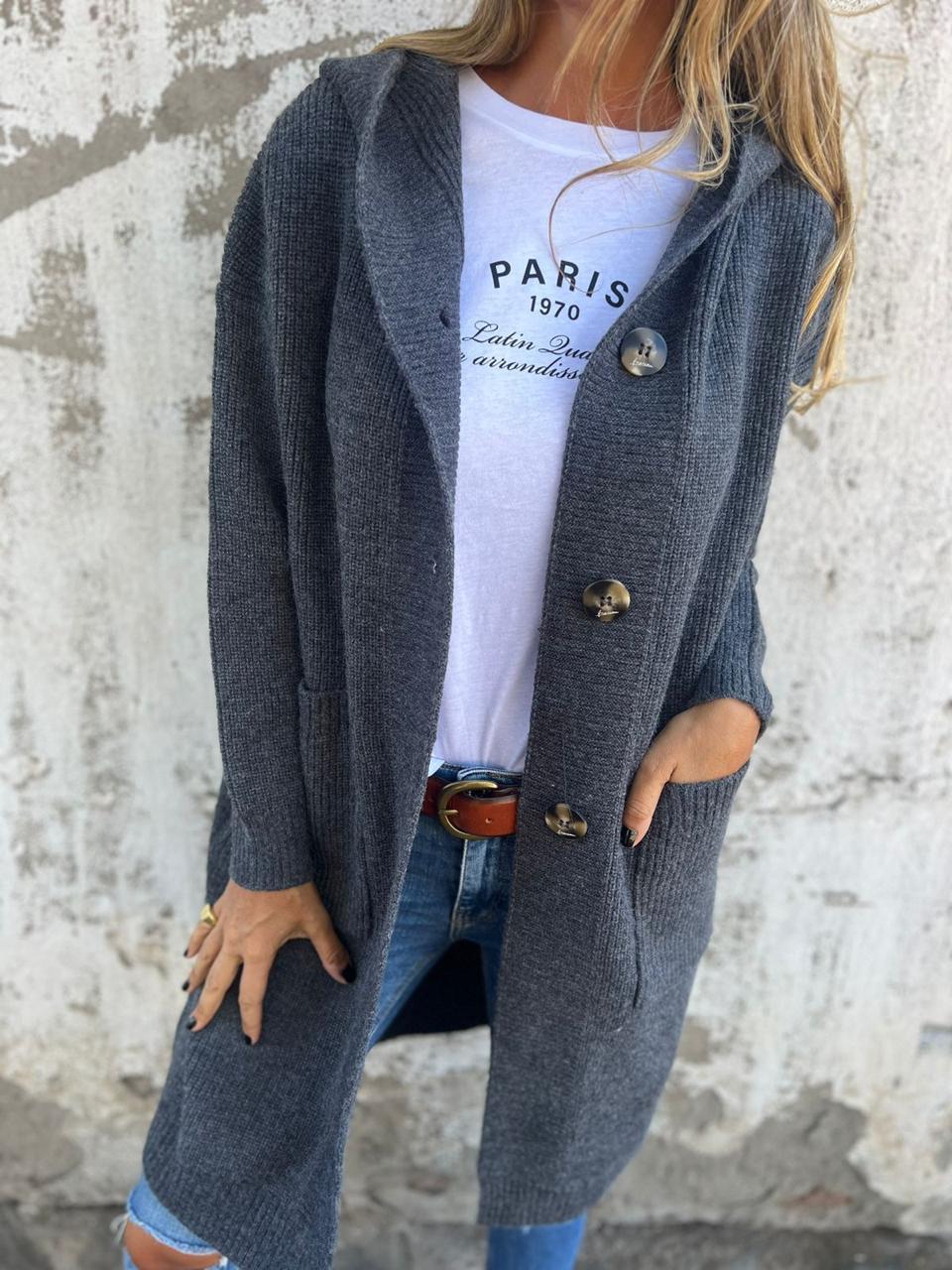 Périne - Long Hooded Knit Cardigan