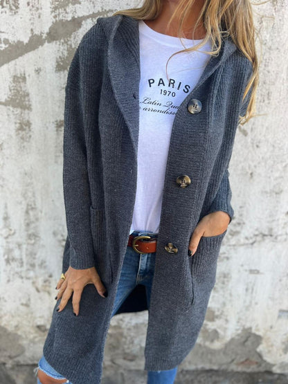 Périne - Long Hooded Knit Cardigan