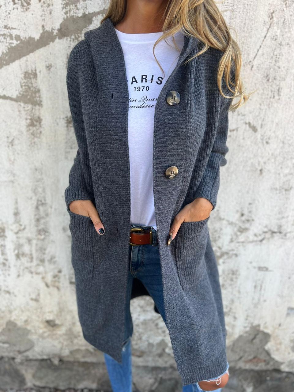 Périne - Long Hooded Knit Cardigan