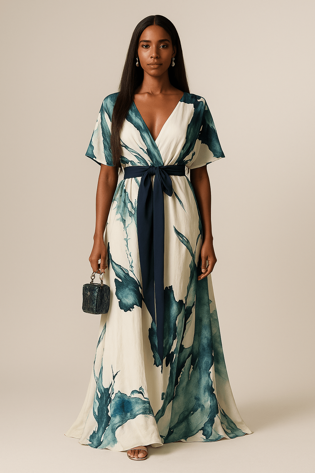 Nayla – Longue Robe à Imprimé Aquarelle