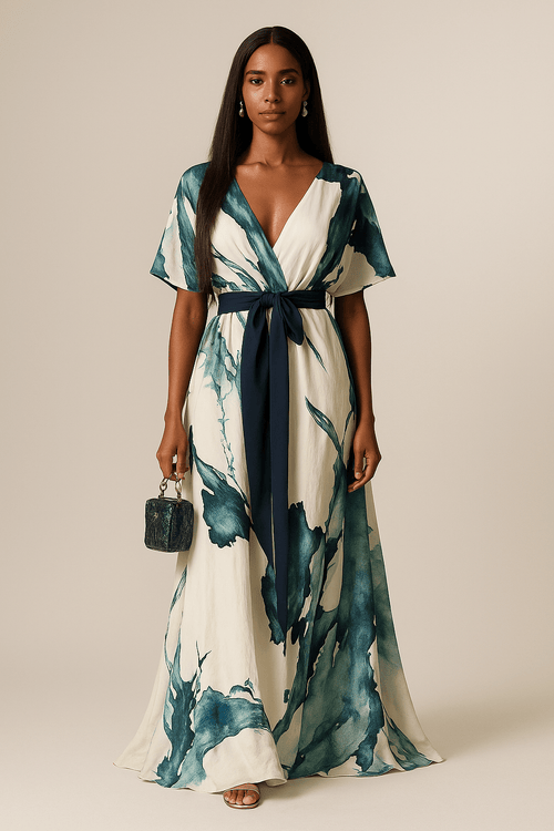 Nayla – Longue Robe à Imprimé Aquarelle