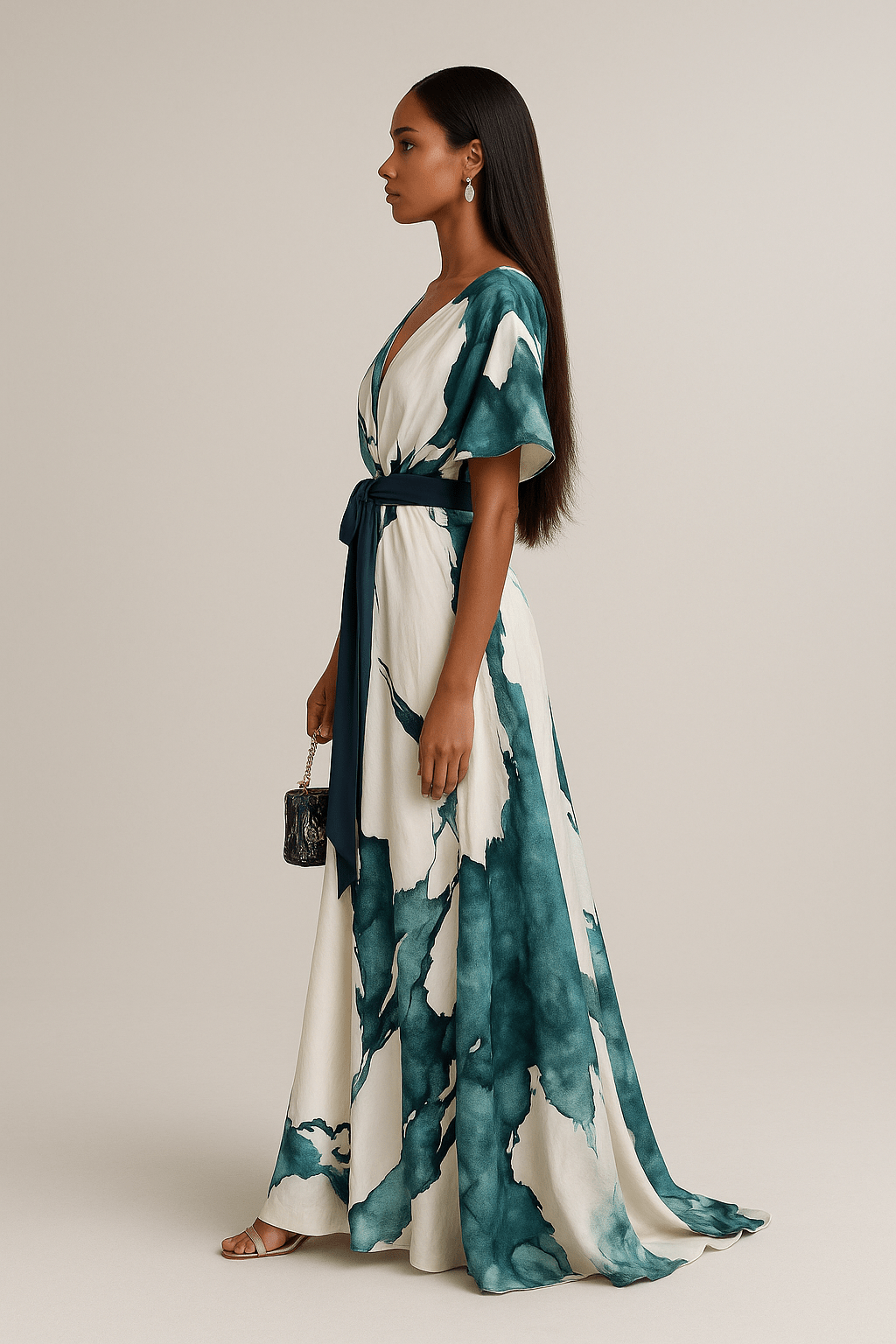 Nayla – Longue Robe à Imprimé Aquarelle