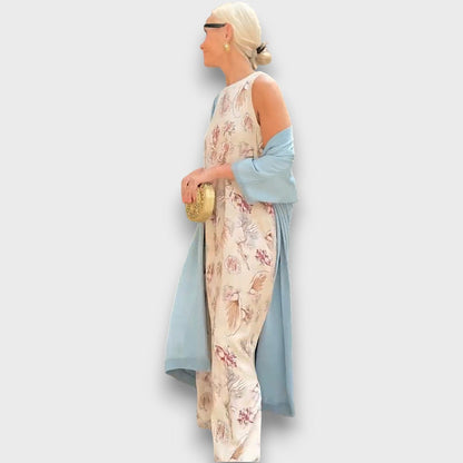 Ludivine – Long Floral Dress with Cardigan