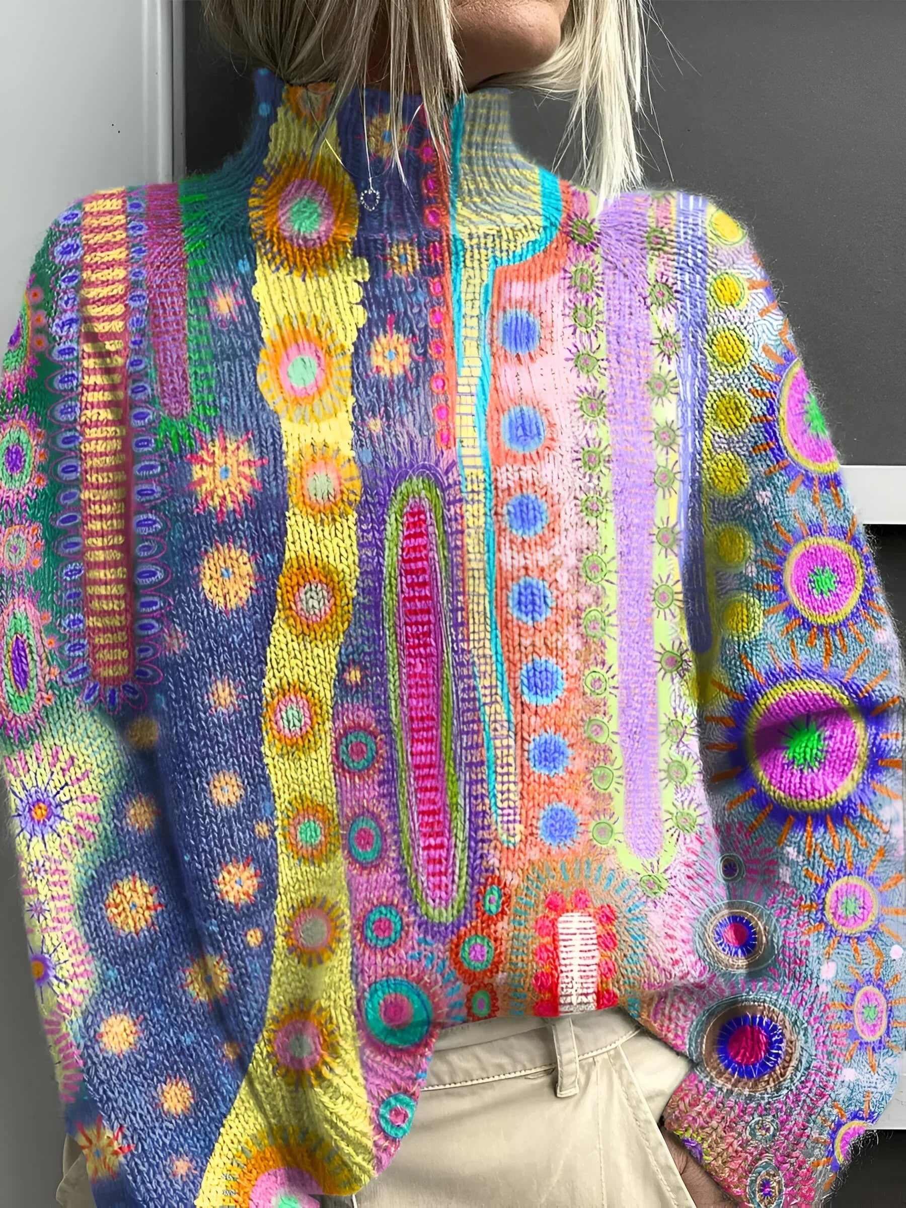 Béryl - Pull en tricot coloré avec col roulé