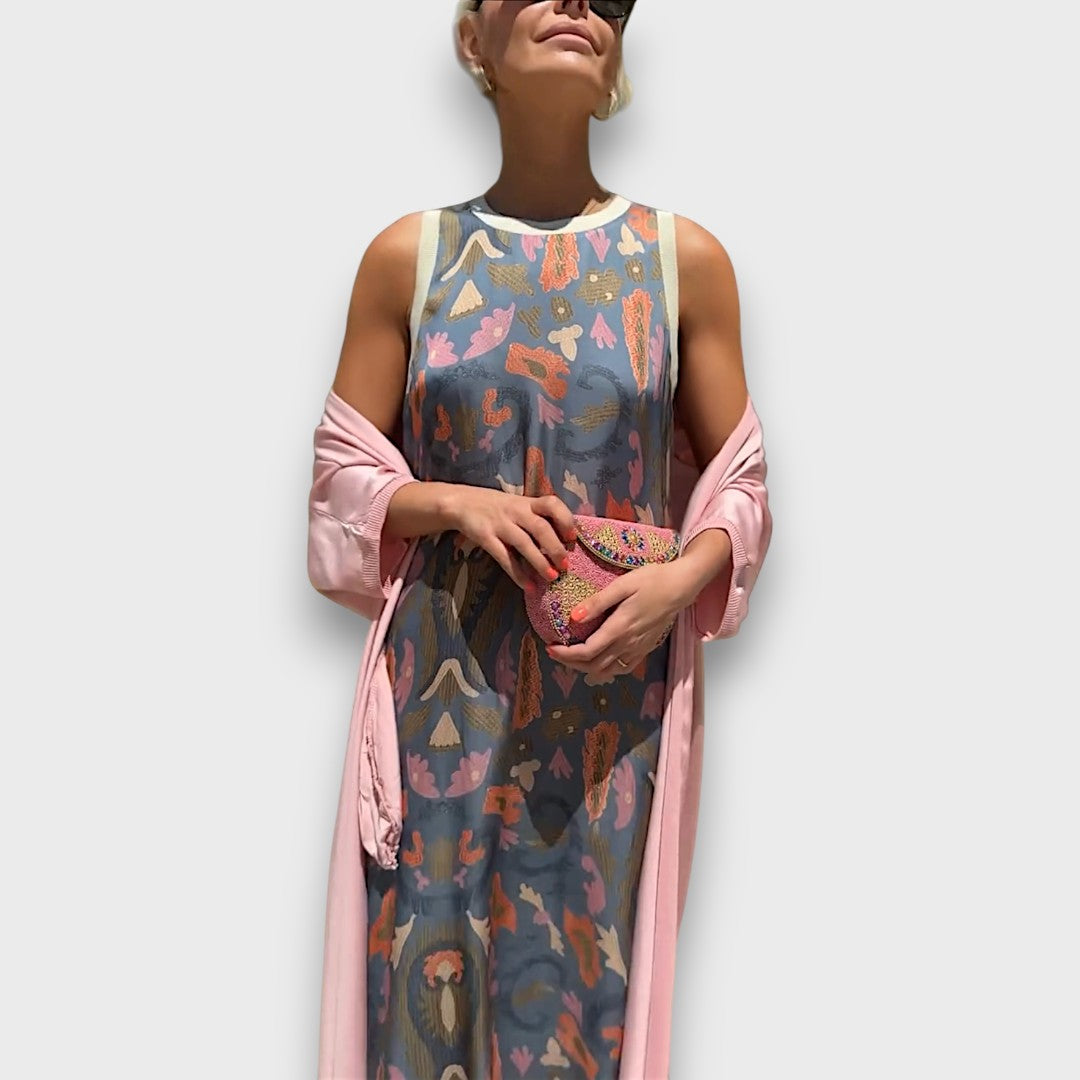 Ludivine – Long Floral Dress with Cardigan