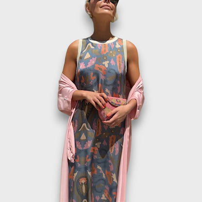 Ludivine – Long Floral Dress with Cardigan