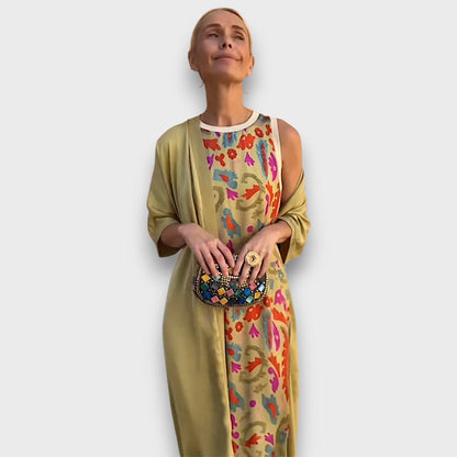 Ludivine – Long Floral Dress with Cardigan