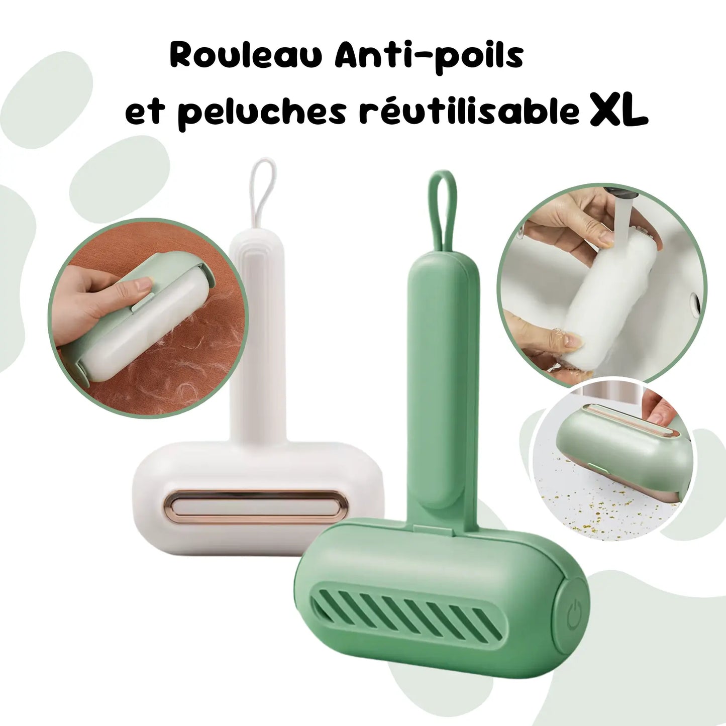 Rouleau Anti-poils et peluches réutilisable XL