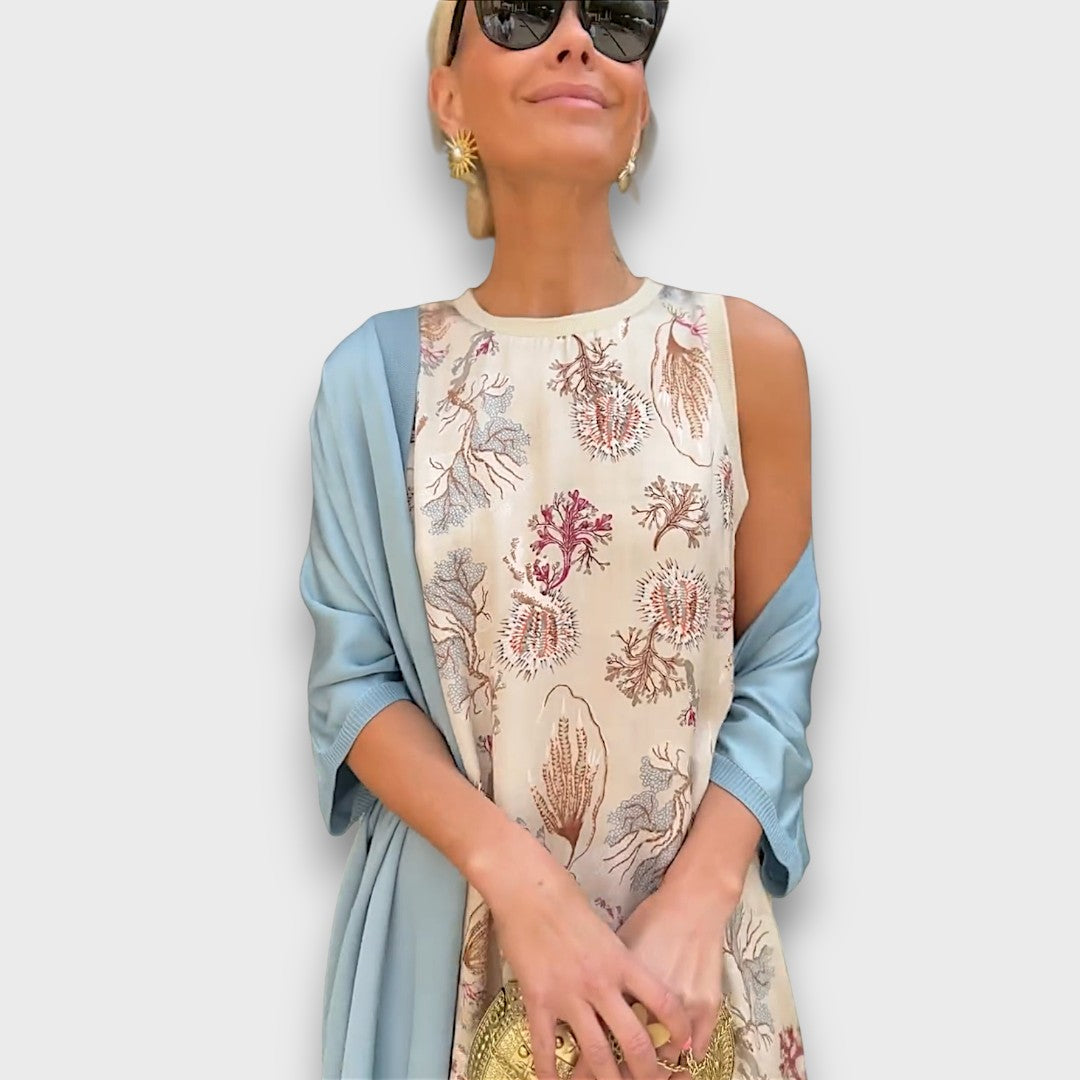 Ludivine – Long Floral Dress with Cardigan