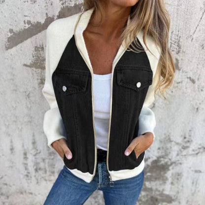 Vanessa - Veste en denim patchwork avec poches fonctionnelles