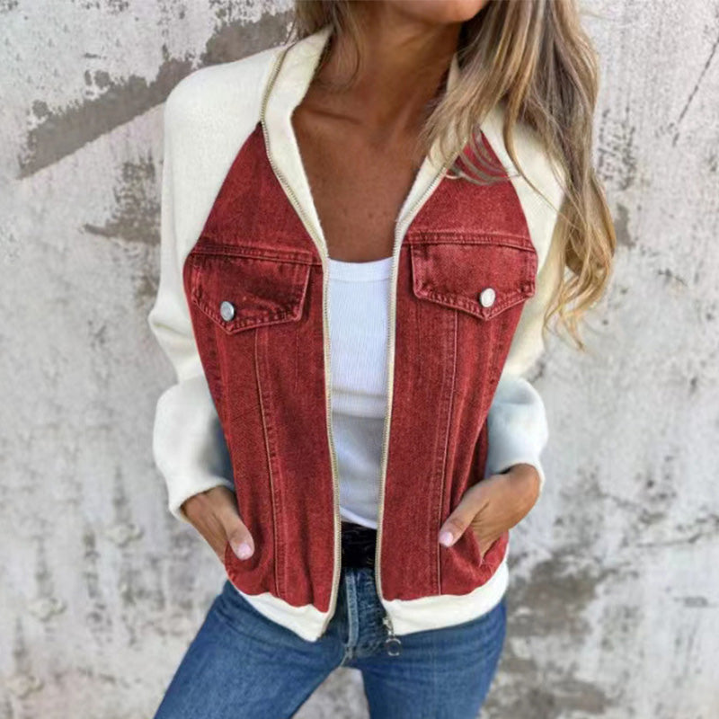 Vanessa - Veste en denim patchwork avec poches fonctionnelles