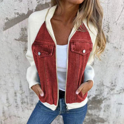 Vanessa - Veste en denim patchwork avec poches fonctionnelles