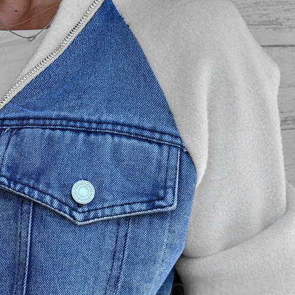 Vanessa - Veste en denim patchwork avec poches fonctionnelles