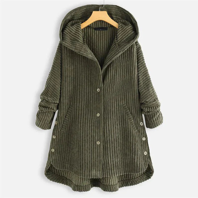 Théodora - Manteau en velours côtelé avec capuche