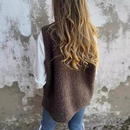 Eva - Gilet sans manches en laine chaude avec boutons