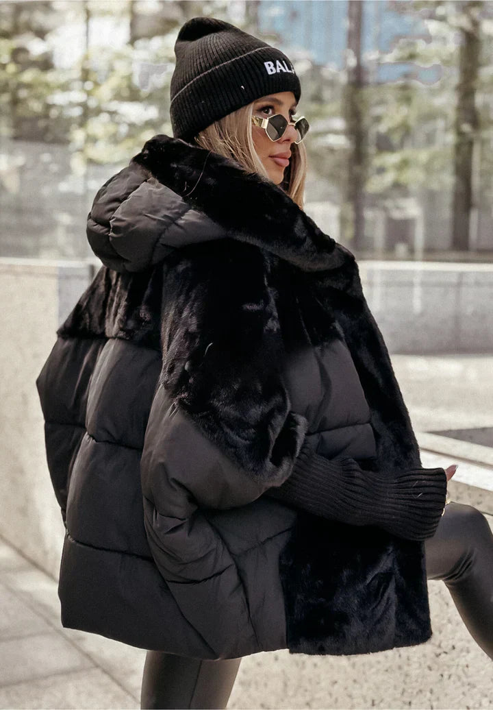 Sylvère - Manteau d'hiver à capuche en fausse fourrure