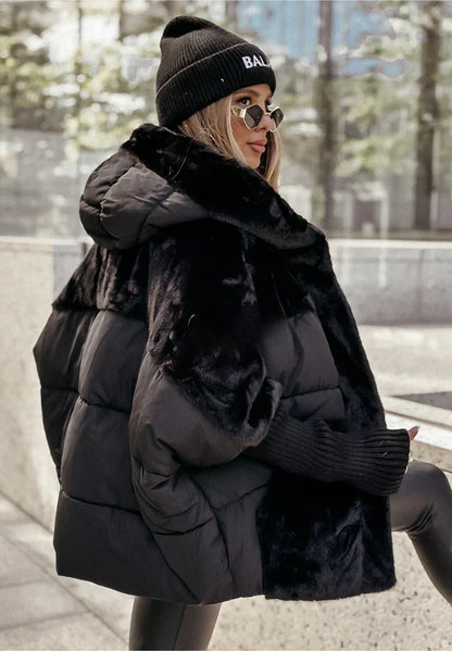 Sylvère - Manteau d'hiver à capuche en fausse fourrure