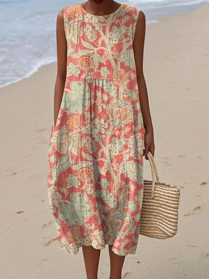 Tiphène – Robe vintage à fleurs en coton doux