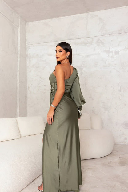 Magdelaine - Robe Satinée Asymétrique