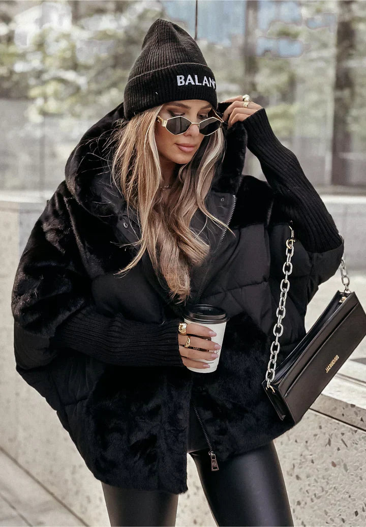 Sylvère - Manteau d'hiver à capuche en fausse fourrure